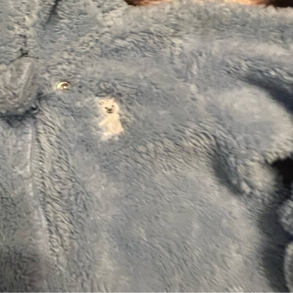 Carter’s Baby Boys Bear Fleece Snowsuit Size 9 Months Blue w/ Hood Light Blue - Picture 5 of 8